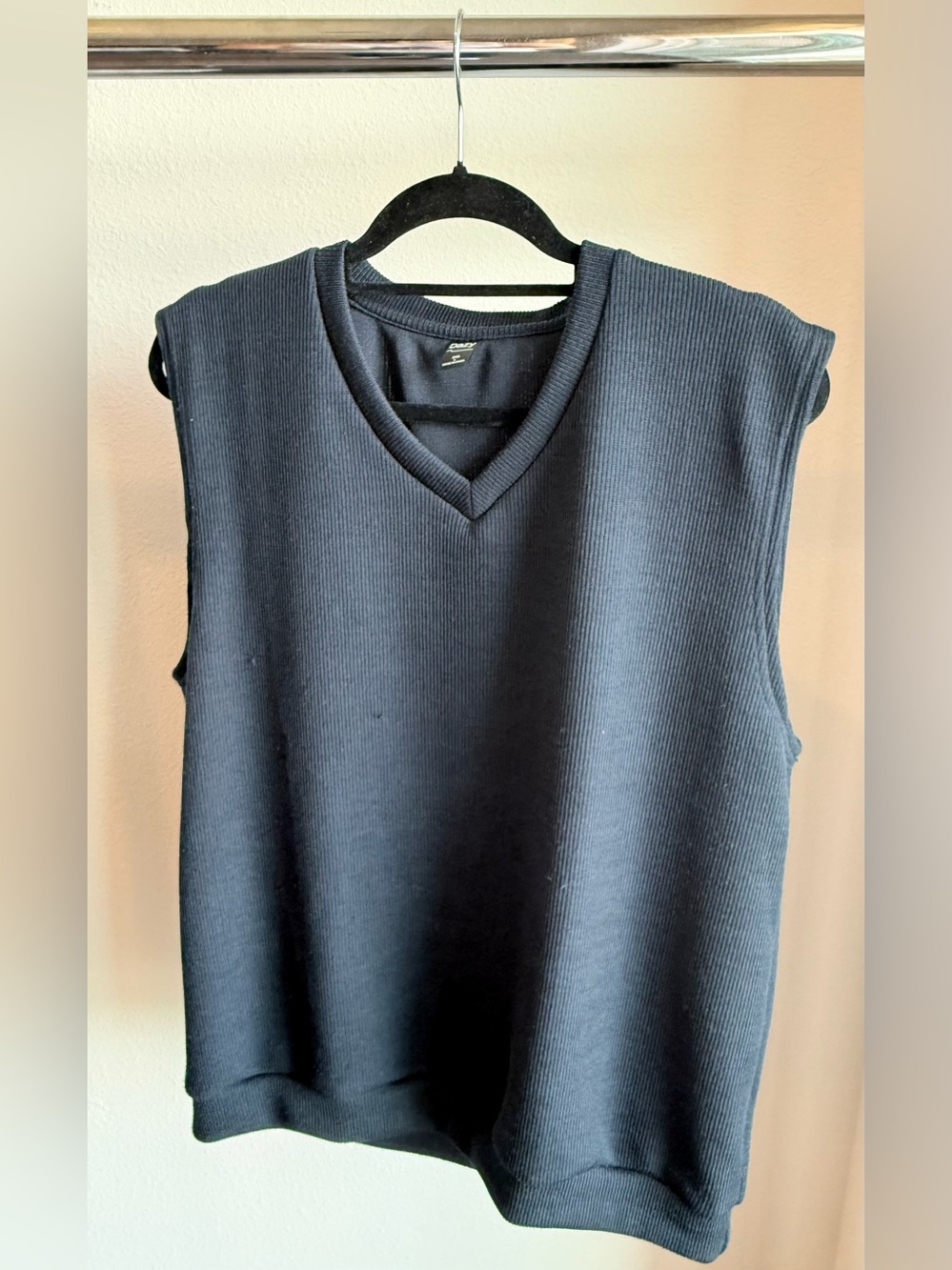 Classic Ribbed V-Neck Sleeveless Sweater Vest - Blue